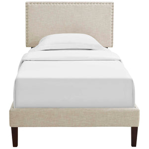 ModwayModway Macie Twin Fabric Platform Bed with Squared Tapered Legs MOD-5967 MOD-5967-BEI- BetterPatio.com