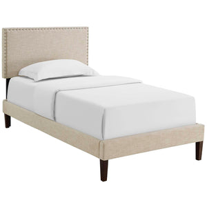 ModwayModway Macie Twin Fabric Platform Bed with Squared Tapered Legs MOD-5967 MOD-5967-BEI- BetterPatio.com