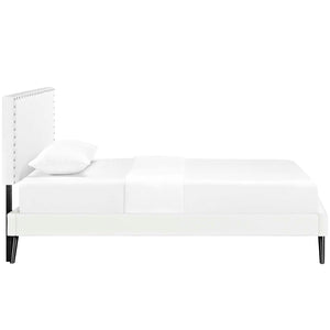 ModwayModway Macie Twin Vinyl Platform Bed with Round Splayed Legs MOD-5958 MOD-5958-WHI- BetterPatio.com