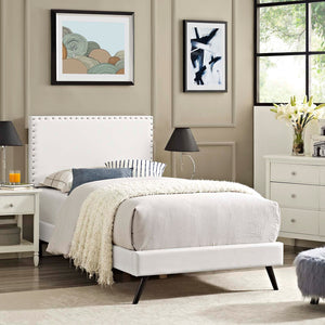 ModwayModway Macie Twin Vinyl Platform Bed with Round Splayed Legs MOD-5958 MOD-5958-WHI- BetterPatio.com