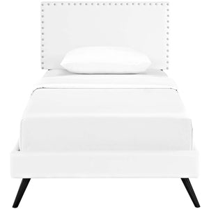 ModwayModway Macie Twin Vinyl Platform Bed with Round Splayed Legs MOD-5958 MOD-5958-WHI- BetterPatio.com