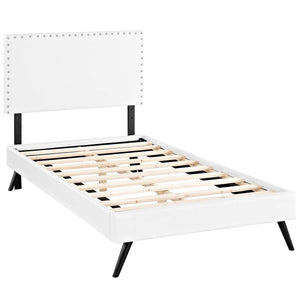 ModwayModway Macie Twin Vinyl Platform Bed with Round Splayed Legs MOD-5958 MOD-5958-WHI- BetterPatio.com