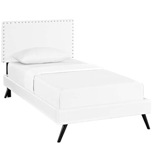 ModwayModway Macie Twin Vinyl Platform Bed with Round Splayed Legs MOD-5958 MOD-5958-WHI- BetterPatio.com