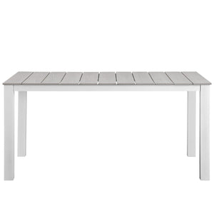 ModwayModway Maine 63" Outdoor Patio Dining Table EEI-1508 EEI-1508-WHI-LGR- BetterPatio.com