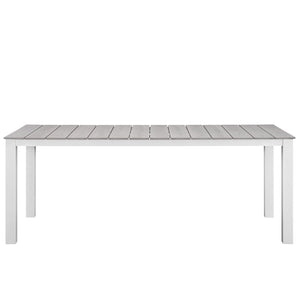 ModwayModway Maine 80" Outdoor Patio Dining Table EEI-1509 EEI-1509-WHI-LGR- BetterPatio.com