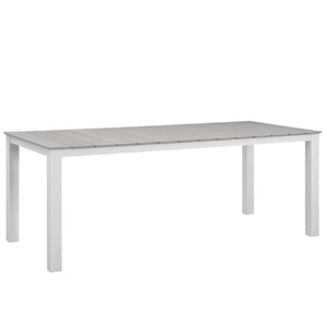 ModwayModway Maine 80" Outdoor Patio Dining Table EEI-1509 EEI-1509-WHI-LGR- BetterPatio.com
