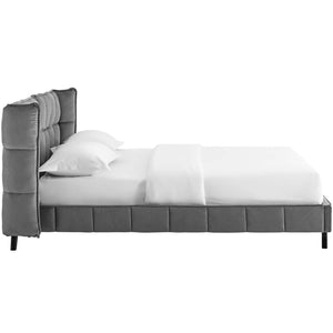 ModwayModway Makenna Queen Performance Velvet Platform Bed MOD-6081 MOD-6081-GRY- BetterPatio.com