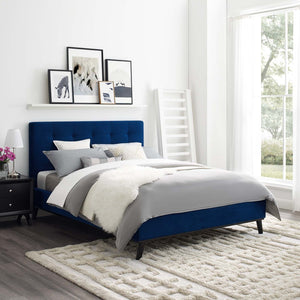 ModwayModway McKenzie Queen Biscuit Tufted Performance Velvet Platform Bed MOD-6006 MOD-6006-NAV- BetterPatio.com