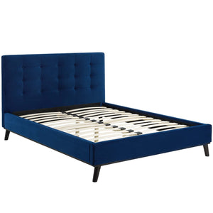 ModwayModway McKenzie Queen Biscuit Tufted Performance Velvet Platform Bed MOD-6006 MOD-6006-NAV- BetterPatio.com