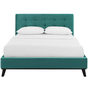 ModwayModway McKenzie Queen Biscuit Tufted Performance Velvet Platform Bed MOD-6006 MOD-6006-TEA- BetterPatio.com