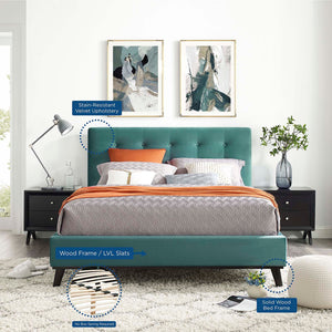 ModwayModway McKenzie Queen Biscuit Tufted Performance Velvet Platform Bed MOD-6006 MOD-6006-TEA- BetterPatio.com