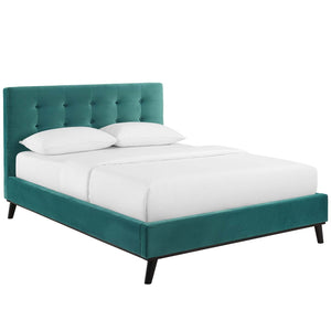 ModwayModway McKenzie Queen Biscuit Tufted Performance Velvet Platform Bed MOD-6006 MOD-6006-TEA- BetterPatio.com