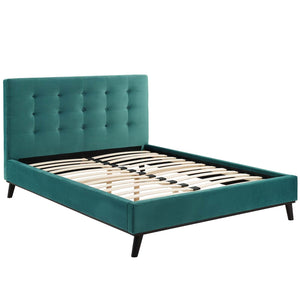 ModwayModway McKenzie Queen Biscuit Tufted Performance Velvet Platform Bed MOD-6006 MOD-6006-TEA- BetterPatio.com