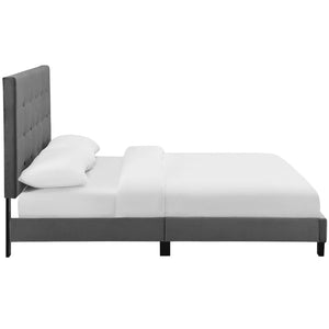 ModwayModway Melanie Twin Tufted Button Upholstered Performance Velvet Platform Bed MOD-5805 MOD-5805-GRY- BetterPatio.com