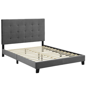 ModwayModway Melanie Twin Tufted Button Upholstered Performance Velvet Platform Bed MOD-5805 MOD-5805-GRY- BetterPatio.com