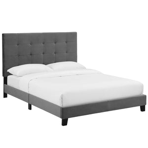 ModwayModway Melanie Twin Tufted Button Upholstered Performance Velvet Platform Bed MOD-5805 MOD-5805-GRY- BetterPatio.com