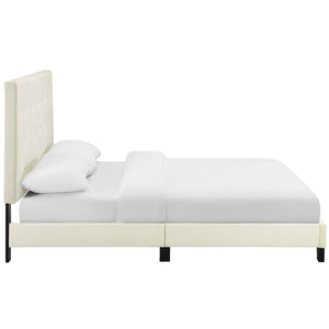 ModwayModway Melanie Twin Tufted Button Upholstered Performance Velvet Platform Bed MOD-5805 MOD-5805-IVO- BetterPatio.com