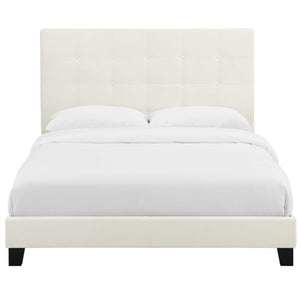 ModwayModway Melanie Twin Tufted Button Upholstered Performance Velvet Platform Bed MOD-5805 MOD-5805-IVO- BetterPatio.com