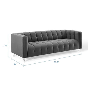 ModwayModway Mesmer Channel Tufted Button Performance Velvet Sofa EEI-3882 EEI-3882-CHA- BetterPatio.com