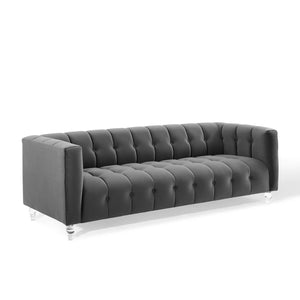 ModwayModway Mesmer Channel Tufted Button Performance Velvet Sofa EEI-3882 EEI-3882-CHA- BetterPatio.com