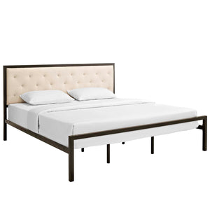 ModwayModway Mia King Fabric Bed MOD-5184 MOD-5184-BRN-BEI-SET- BetterPatio.com