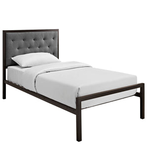 ModwayModway Mia Twin Fabric Bed MOD-5178 MOD-5178-BRN-GRY-SET- BetterPatio.com