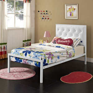 ModwayModway Mia Twin Vinyl Bed MOD-5179 MOD-5179-WHI-WHI-SET- BetterPatio.com