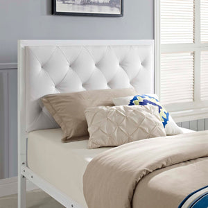 ModwayModway Mia Twin Vinyl Bed MOD-5179 MOD-5179-WHI-WHI-SET- BetterPatio.com