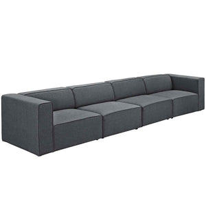 ModwayModway Mingle 4 Piece Upholstered Fabric Sectional Sofa Set EEI-2829 EEI-2829-GRY- BetterPatio.com