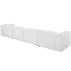 ModwayModway Mingle 4 Piece Upholstered Fabric Sectional Sofa Set EEI-2829 EEI-2829-WHI- BetterPatio.com