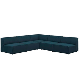 ModwayModway Mingle 5 Piece Upholstered Fabric Armless Sectional Sofa Set EEI-2839 EEI-2839-BLU- BetterPatio.com