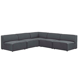 ModwayModway Mingle 5 Piece Upholstered Fabric Armless Sectional Sofa Set EEI-2839 EEI-2839-GRY- BetterPatio.com