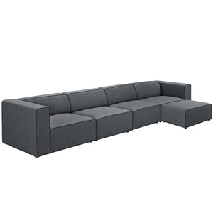 ModwayModway Mingle 5 Piece Upholstered Fabric Sectional Sofa Set EEI-2833 EEI-2833-GRY- BetterPatio.com