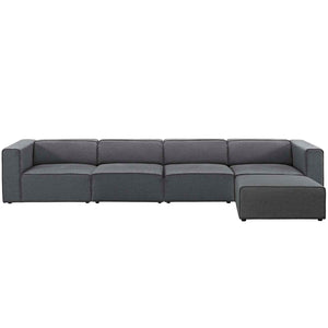 ModwayModway Mingle 5 Piece Upholstered Fabric Sectional Sofa Set EEI-2833 EEI-2833-GRY- BetterPatio.com