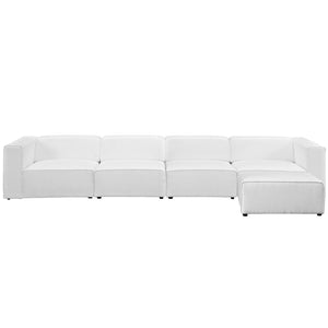 ModwayModway Mingle 5 Piece Upholstered Fabric Sectional Sofa Set EEI-2833 EEI-2833-WHI- BetterPatio.com