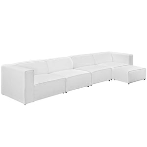 ModwayModway Mingle 5 Piece Upholstered Fabric Sectional Sofa Set EEI-2833 EEI-2833-WHI- BetterPatio.com