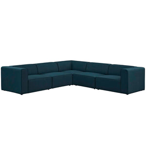 ModwayModway Mingle 5 Piece Upholstered Fabric Sectional Sofa Set EEI-2835 EEI-2835-BLU- BetterPatio.com