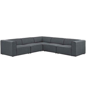 ModwayModway Mingle 5 Piece Upholstered Fabric Sectional Sofa Set EEI-2835 EEI-2835-GRY- BetterPatio.com