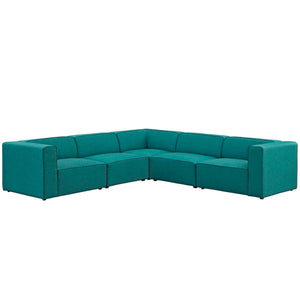 ModwayModway Mingle 5 Piece Upholstered Fabric Sectional Sofa Set EEI-2835 EEI-2835-TEA- BetterPatio.com