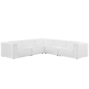 ModwayModway Mingle 5 Piece Upholstered Fabric Sectional Sofa Set EEI-2835 EEI-2835-WHI- BetterPatio.com