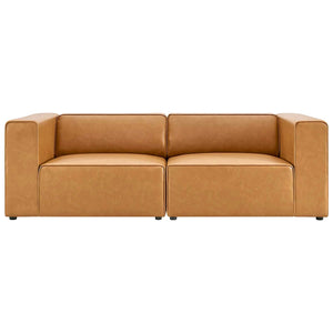 ModwayModway Mingle Vegan Leather 2-Piece Sectional Sofa Loveseat EEI-4788 EEI-4788-TAN- BetterPatio.com