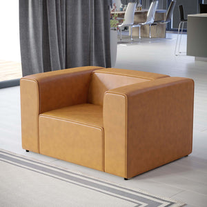 ModwayModway Mingle Vegan Leather Armchair EEI-4620 EEI-4620-TAN- BetterPatio.com