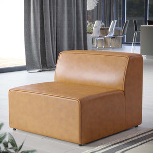 ModwayModway Mingle Vegan Leather Armless Chair EEI-4623 EEI-4623-TAN- BetterPatio.com