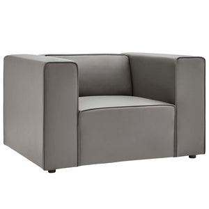 ModwayModway Mingle Vegan Leather Sofa and Armchair Set EEI-4791 EEI-4791-GRY- BetterPatio.com