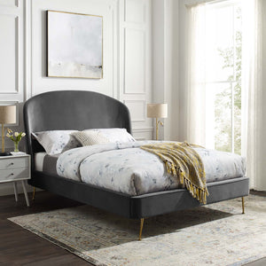 ModwayModway Mira Upholstered Performance Velvet Queen Platform Bed MOD-6131 MOD-6131-GRY- BetterPatio.com