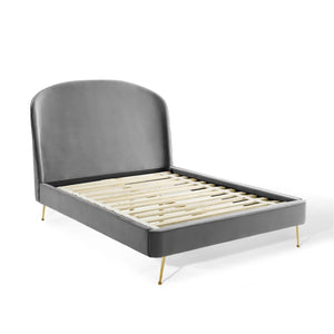 ModwayModway Mira Upholstered Performance Velvet Queen Platform Bed MOD-6131 MOD-6131-GRY- BetterPatio.com