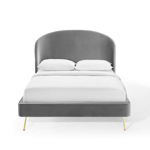 ModwayModway Mira Upholstered Performance Velvet Queen Platform Bed MOD-6131 MOD-6131-GRY- BetterPatio.com