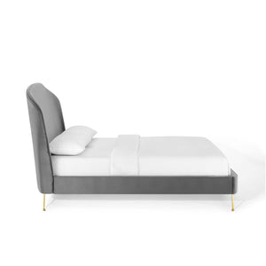 ModwayModway Mira Upholstered Performance Velvet Queen Platform Bed MOD-6131 MOD-6131-GRY- BetterPatio.com