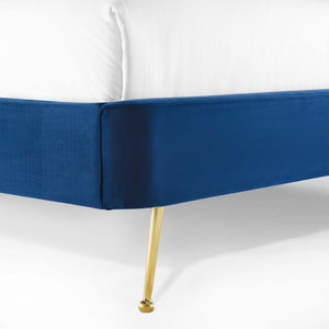 ModwayModway Mira Upholstered Performance Velvet Queen Platform Bed MOD-6131 MOD-6131-NAV- BetterPatio.com