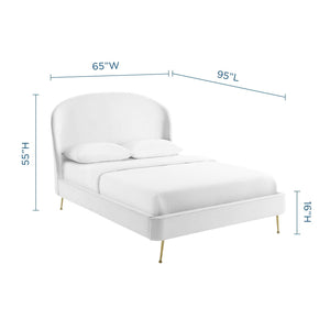 ModwayModway Mira Upholstered Performance Velvet Queen Platform Bed MOD-6131 MOD-6131-WHI- BetterPatio.com